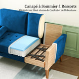 Vesgantti Petit Canapé 2 Places en Velours Bleu 121cm Coussin à Ressorts, Causeuse de Salon Moderne