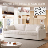 Guyii Canapé 2 Places en Tissu Bouclette Beige Grand canapé Moderne et Confortable pour Salon, Dossier Moelleux et Assise Profonde, canapé Design avec accoudoirs Larges, Longueur 266 cm