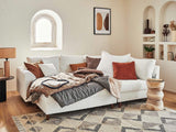 Lisa Design - Rune - canapé d'angle Droit - 4 Places - avec Pouf d'appoint - en Tissu Bouclette - Blanc