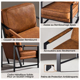 Yaheetech Fauteuil de Salon Moderne Fauteuil d'appoint Design avec Coussins Rembourrés Cadre en métal Fauteuil de Lecture Confortable Marron Clair