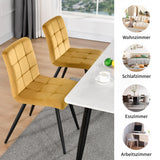 DUHOME Chaise Salle à Manger Lot de 4 Chaise Cuisine avec Dossier Tabouret Coiffeuse Velours Siège Capitonnée pour Salon Chambre Restaurant, Jaune