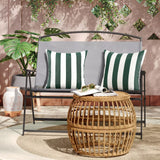 Ohok Lot de 2 housses de coussin décoratives imperméables à rayures pour canapé, salon, balcon, jardin, voiture - Vert - 45 x 45 cm