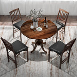 LIFEZEAL Table de Salle à Manger Ronde pour 4 Personnes, en Bois d'hévéa avec Base sur Socle, Meubles de Salon de 100 cm, pour Salle à Manger, Salon et Bureau, Charge 100 kg (Marron)