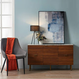 Teamson Home Buffet Bas de Salon entrée Salle à Manger Faux marbre Bois Noyer Ashton VNF-00081