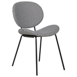 Beliani Lot de 2 Chaises de Salle à Manger Design Rétro sans Accoudoirs en Polyester Noir et Blanc Luana
