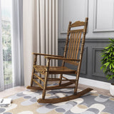 Fauteuil rokincher à bascule extérieur,rocking chair adulte bois extérieur,fauteuil relax,Dossier haut, accoudoirs larges, convient pour la cour, le jardin, l'intérieur, la pelouse ( Color : Wood colo