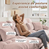 SoarFlash Canapé modulaire 3 Places Salon Moderne - Chenille, Bois Massif, reposes-Bras, Rose Clair, 77×313cm