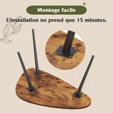 WLIVE Table Basse Salon Triangulaire aux Coins Arrondis - 85x48x46 cm, Porte jusqu'à 25kg, Bois Marron Foncé - Design Moderne et Sécuritaire, Facile à Assembler