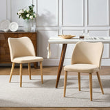 HULALA HOME Chaise Salle a Manger, Chaise Coiffeuse Moderne, Lot de 2 Chaises de Salle à Manger, Confortables avec Pieds en Bois, Convient au Salon, Salle à Manger, Chambre, Beige