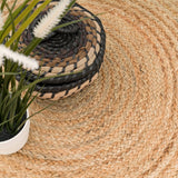 Gifiie Tapis Rond en Jute Naturelle, Tapis de Jute - 100% Écologique pour Votre Salon, Salle à Manger, Chambres et Cuisines fabriqué en Inde. (Nature, 150CM)