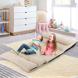 COSTWAY Canapé-lit Paresseux Pliable, Canapé Convertible avec Dossier Réglable à 42 Positions, Chauffeuse avec 2 Oreillers, Sofa pour Salon, Chambre, Balcon, Beige