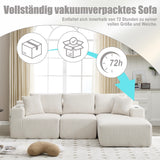 SHAIRMB Ensemble De CanapéS Modulables avec MéRidienne Et Canapé 2 Places, Housse en Velours CôTelé Doux, 5 Coussins, Poches LatéRales Et Porte-Gobelets, Mousse Haute Densité,Beige