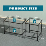 Lot de 2 tables basses carrées modernes en verre - Petite table d'appoint - Table basse pour salon, chambre à coucher, bureau - 60/40 cm - Noir