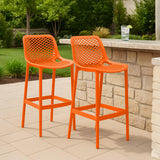 CLP Lot de 2 tabourets de Bar Jardin Air, chaises de Jardin Dossier, tabourets de comptoir résistants aux intempéries, UV, polypropylène, Couleur:Orange