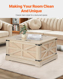 VEVOR Table Basse Rectangulaire, Table de Salon en Rotin, avec Plateau en MDF, Meuble de Rangement de Style Bohème Moderne de 80 cm, avec Charnières en Métal Rétro, pour Chambre et Petits Espaces