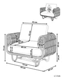 Beliani Fauteuil Design en Rotin Naturel avec Accoudoirs Décoratifs et Coussins Beiges pour Chambre Salon ou Jardin au Style Boho et Rustique