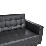 Canapé Convertible 3 Places en Cuir PU Noir Elégant Capitonnage Décoratif Aberdeen
