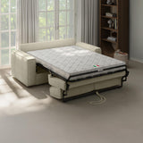 Mobilier-Deco Mindy - Canapé 3 Places Convertible rapido Velours côtelé Beige Matelas 14 cm