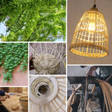 DAXGD Lampe Suspension en Rotin Bambou Naturel, Suspension Luminaire La Main Lampe Vintage, Boho Lustre Plafonnier en Osier Suspension Réglable E27 pour Table À Manger Couloir Cuisine Salon