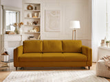 Lisa Design - Canapé Convertible Brooke en Velours - Canapé Lit - Sofa Jaune 3 Places - Salon
