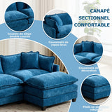 SoarFlash Canapé modulaire 2 Places 198 cm en Chenille Bleue avec Coussins