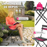 TecTake® Ensemble Table Ronde et Chaises Pliantes Table de Bistrot Bar Salon de Jardin Exterieur 2 Personnes, Structure en Acier lâqué époxy, Mobilier de Jardin Amenagement Balcon Terrasse Jardin