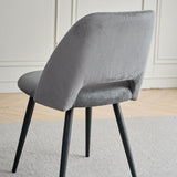 GrandCA HOME Lot de 4 Chaises de Salle à Manger Modernes, Dossier Creux en Velours Côtelé, Rembourrées, pour Salle à Manger, Cuisine, Salon et Chambre (Gris)