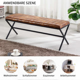 DUHOME Banc à Chaussures, Banc Rembourré avec Pieds en X en Métal Banc Capitonné avec Assise Rembourrée Meuble d’Entrée Tabouret pour Salon, Chambre à Coucher, Couloir,Jaune/Marron