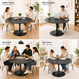 GOKHOMX Table Ronde Noire 110 cm - pour 4 à 6 Personnes, Parfaite pour la Cuisine, la Salle à Manger, Le Bistro et Les Conférences | Design Scandinave Moderne