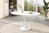 Bladez Table à manger, extensible, pour 6 à 8 personnes, ovale, 140 x 75 cm, moderne, simple, blanche
