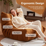 Pouf poire géant pour adultes en mousse à mémoire de forme en fausse fourrure pour le foyer, le salon, la chambre à coucher, le dortoir, le bureau (ours marron et marron)