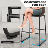 RFIVER Lot de 2 Tabouret de Bar, Chaise de Salle à Manger de Style Vintage Confortable avec Siège en Cuir PU et Base en Métal Robuste pour Cuisine Salon, Brun