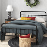 Zinus Florence lit 160 x 200 cm - 30 cm de hauter - Lit King - Cadre de lit Plateforme en métal avec tête et Pied de lit - Noir