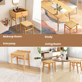HOMASIS Tabouret de toilette de maquillage en bambou, banquette assise en bambou et rotin capacité de charge jusqu'à 120 kg, petite chaise cosmétique coiffeuse, salon, chambre à TF11088XKES