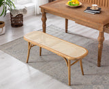 chairus Banc Ottoman de Rotin Banquette Entrée Chaussures Banc de Salle à Manger en Bois (Jaune)