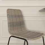 HOMCOM Lot de 2 chaises de Salle à Manger élégantes Chaise de Cuisine Chaise rotin piètement Acier, pour Salle à Manger, Salon, Cuisine