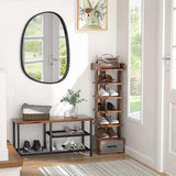Lzuso Miroir Mural Noir décoratif asymétrique Grand Miroir Mural Ovale Moderne à Cadre en Bois Style Unique vanité Murale Art Miroir à Vagues Salon Chambre Salle de Bain xuanguan 65x45cm