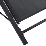 Outsunny Lot de 2 Bains de Soleil Chaise Longue Design Contemporain Table Basse Plateau Verre trempé métal époxy textilène Noir