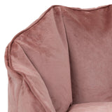 Icon Sirena Fauteuil Pouf Velours avec Tabouret, Pouf Chambre avec Remplissage, Fauteuil Salon Confortable, 1 Place, Chaise Chambre, Meuble Salon, Rose Poudre