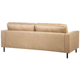 Beliani Canapé Fixe 3 Places en Cuir PU Beige Confort Optimal pour Salon au Design Moderne