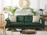 Beliani Canapé Fixe 3 Places Revêtu en Velours Vert de Qualité Un Design Tendance Idéal pour Salon Vintage Rétro et Glamour