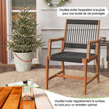 GOPLUS Lot de 2 Chaises Jardins Bois d'Acacia, Tissées en Corde, 2 Pcs Fauteuils d’Extérieur pour Terrasse, Jardin, Arrière-Cour, Charge 160KG,64 x 57 x 90 cm