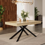 EURHCIO Table à Manger Extensible 140-180x80x76cm,Table Salle à Manger Rectangulaire pour 6 à 8 Personnes,Pieds en Métal,pour Cuisine Salon (Brun)