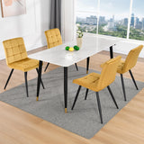DUHOME Chaise Salle à Manger Lot de 4 Chaise Cuisine avec Dossier Tabouret Coiffeuse Velours Siège Capitonnée pour Salon Chambre Restaurant, Jaune