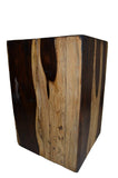 Brillibrum Table d'appoint design en bois véritable - Tabouret en bois flotté naturel carré - Hauteur : 45 cm