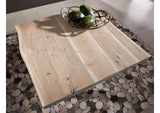 MASSIVMOEBEL24.DE Table Basse carrée 90x90cm - Fer et Bois Massif d'acacia laqué (Natural Stone) - Freeform #122