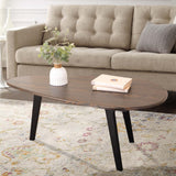 WDSHIYI Grande table basse ovale moderne du milieu du siècle pour salon, centre minimaliste, noyer et noir, 274,3 x 144,2 x 101,6 cm