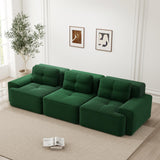 YEHTOKHOME Canapé 3 Places en Velours Côtelé avec 3 Coussins, Fauteuil avec Accoudoirs et Dessous Antidérapant, Confort Cloud sans Montage, Canapé Modulable (3, Vert)