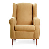 Sueños ZZZ Carla Fauteuil à oreilles tapissé en tissu anti-taches Couleur moutarde 104 x 77 x 75 cm Idéal pour lire, regarder la télévision ou allaiter