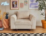 Lisa Design - Fauteuil Rune en Velours Côtelé Beige - Salon